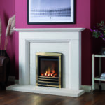 Focus HE Coal Brass Cast Fascia in Aylesbury Portuguese Limestone Surround