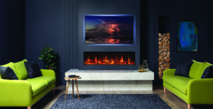 eStudio 135R Log Fuel Effect Shown With Optional Mood Lighting Kit