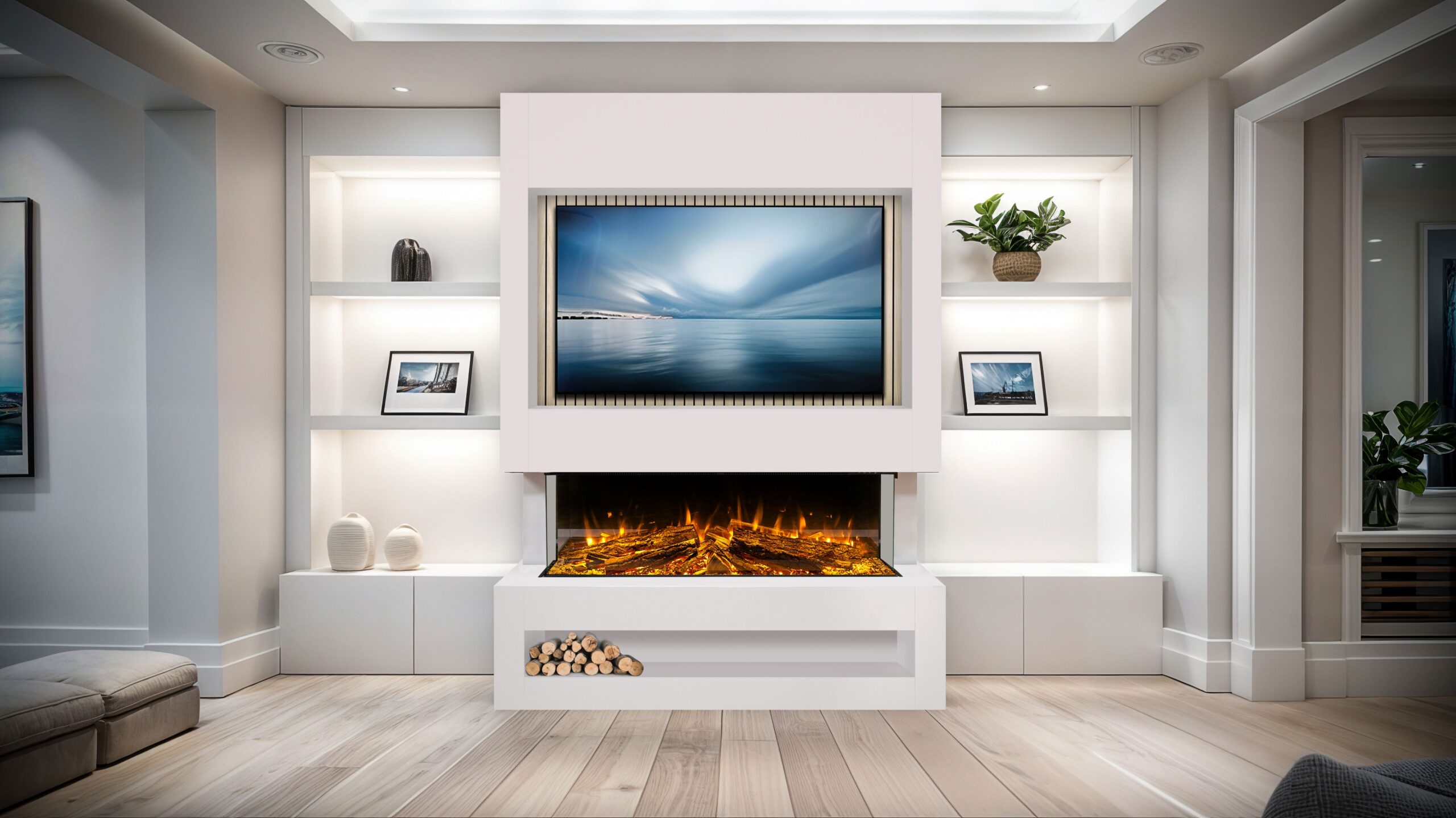 DLX 1250 Media Wall Suite White Oak cut DLX 1250 Media Wall Suite White Oak cut