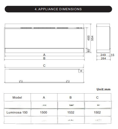 LUMINOSA 150 DIMENSIONS LUMINOSA 150 DIMENSIONS