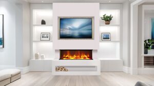 S1000 Media Wall Suite White Oak cut
