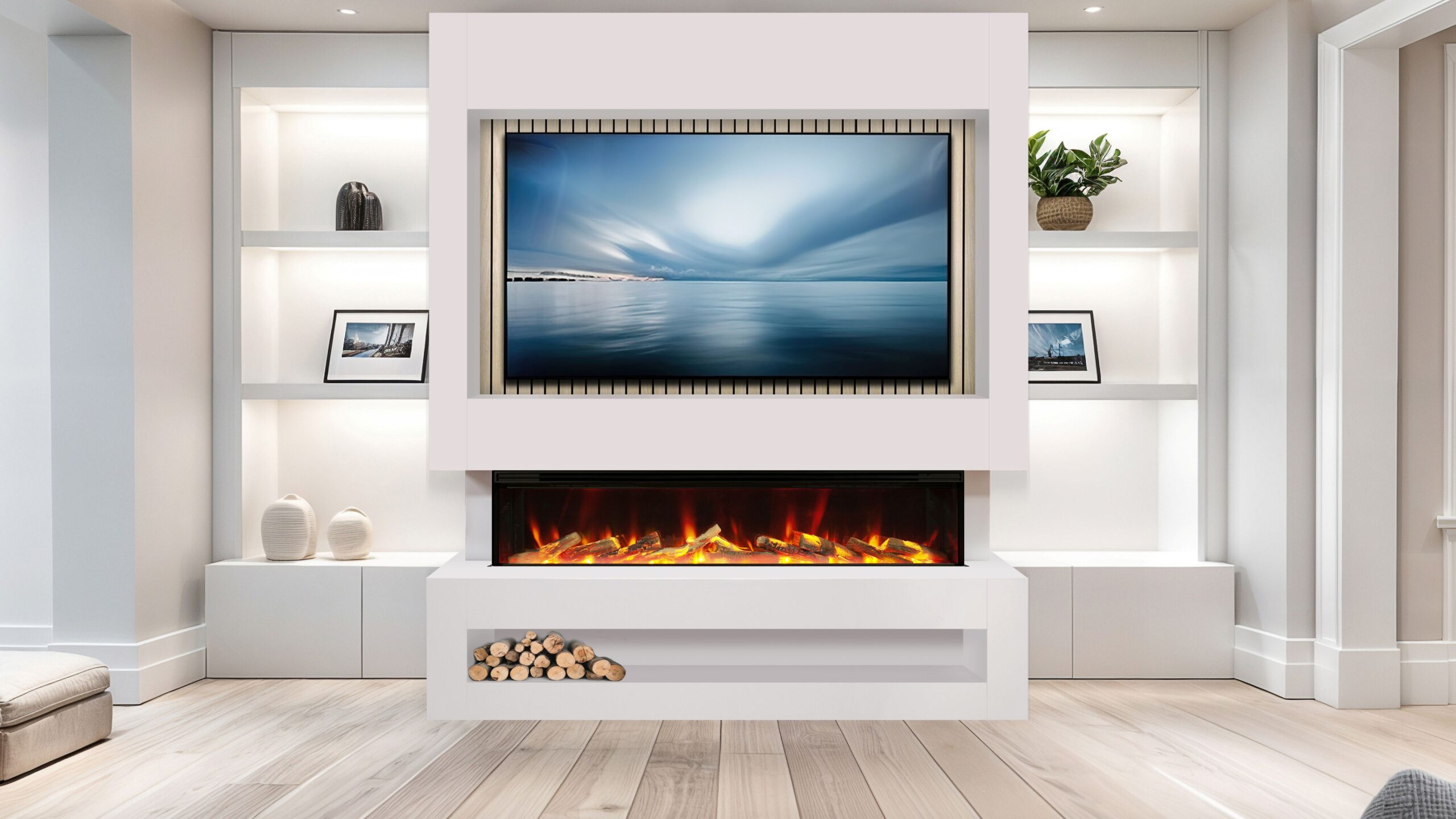 S1600 Media Wall Suite White Oak cut S1600 Media Wall Suite White Oak cut